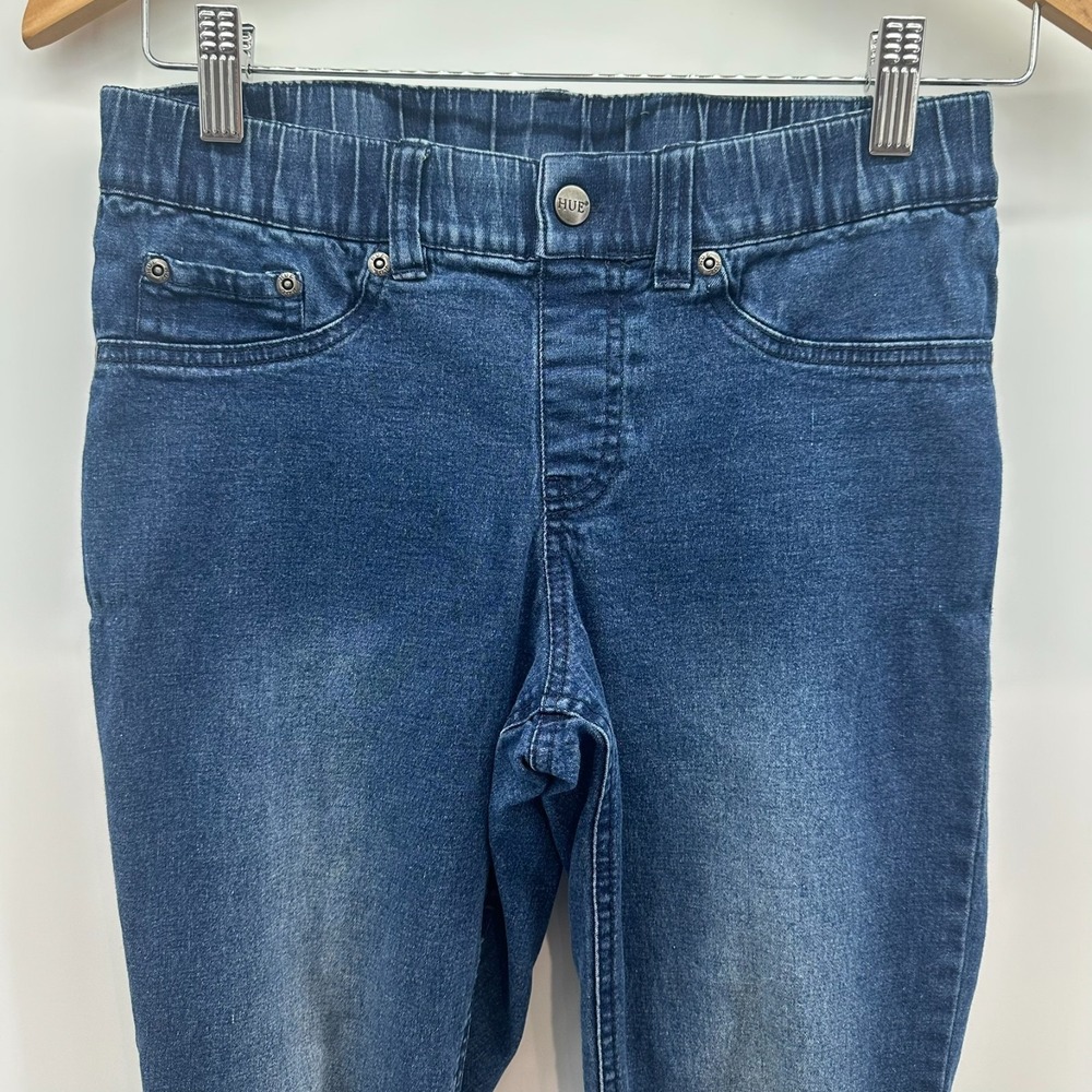 HUE Jeggings Jeans Womens S Blue Denim Distressed Raw Hem Classic Five Pockets